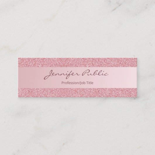 バラ金ゴールドグリッターモダンスクリプト最小エレガント値 スキニー名刺 (正面)