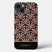 バラ金ゴールドグリッターモノグラムアールデコパターンCase-M
