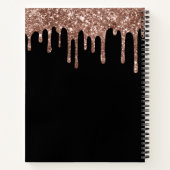 バラ金ゴールドグリッターモノグラムイニシャルオンブラック ノートブック (裏面)