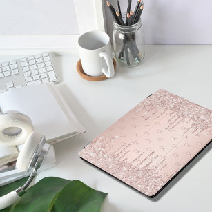 バラ金ゴールドグリッターモノグラムイニシャルピンク贅沢 iPad PROカバー