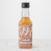 バラ金ゴールドグリッターモノグラムパーティーの好意カスタム リキュールボトルラベル (正面)