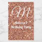 バラ金ゴールドグリッターモノグラムパーティーフェイスミニボトル ワインラベル (シングルラベル)