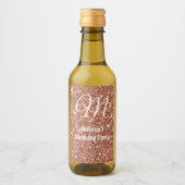 バラ金ゴールドグリッターモノグラムパーティーフェイスミニボトル ワインラベル (正面)