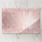 バラ金ゴールドグリッターモノグラムパーティー紙ランチョンマット ペーパーパッド (折り畳み)