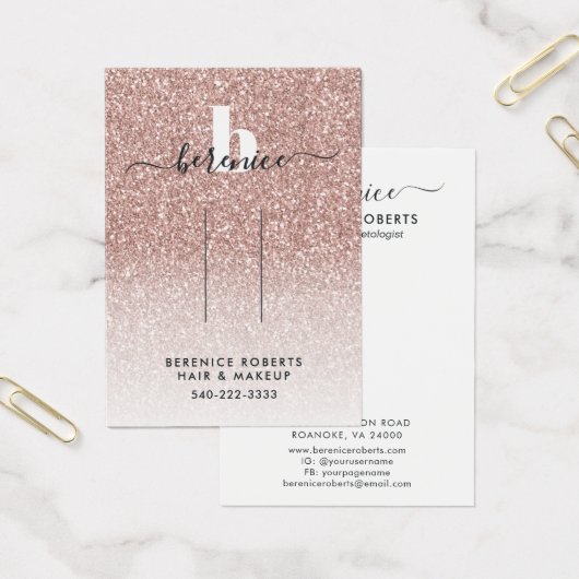 バラ金ゴールドグリッターモノグラムヘアクリップディスプレイ (オフィス)