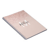 バラ金ゴールドグリッターモノグラム名 ノートブック (右側)