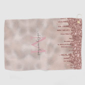 バラ金ゴールドグリッターモノグラム書道スクリプト名 ゴルフタオル (横)