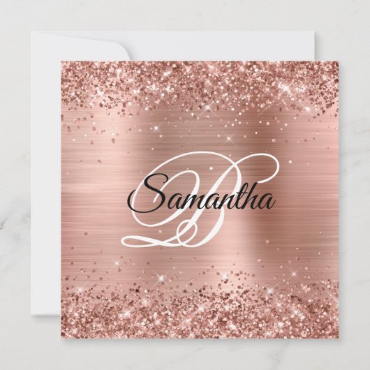 バラ金ゴールドグリッターモノグラム90th誕生日 サンキューカード (裏面)