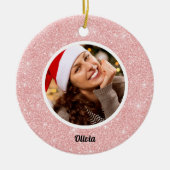 バラ金ゴールドグリッターモノグラム | 写真ガーリーモダン セラミックオーナメント (正面)