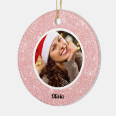 バラ金ゴールドグリッターモノグラム | 写真ガーリーモダン セラミックオーナメント (左)