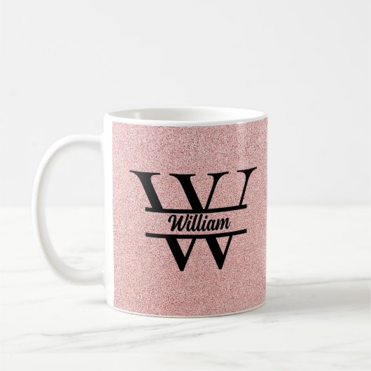 バラ金ゴールドグリッターモノグラム | 輝ガーリーモダンく コーヒーマグカップ (左)