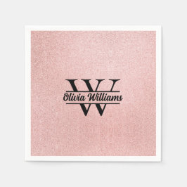 バラ金ゴールドグリッターモノグラム | 輝ガーリーモダンく スタンダードカクテルナプキン
