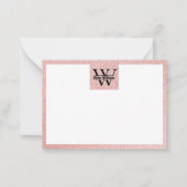 バラ金ゴールドグリッターモノグラム | 輝ガーリーモダンく ノートカード (正面)