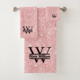 バラ金ゴールドグリッターモノグラム | 輝ガーリーモダンく バスタオルセット