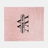 バラ金ゴールドグリッターモノグラム | 輝ガーリーモダンく フリースブランケット (正面(横))