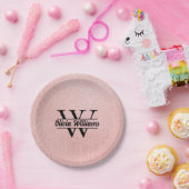 バラ金ゴールドグリッターモノグラム | 輝ガーリーモダンく ペーパープレート (パーティー)