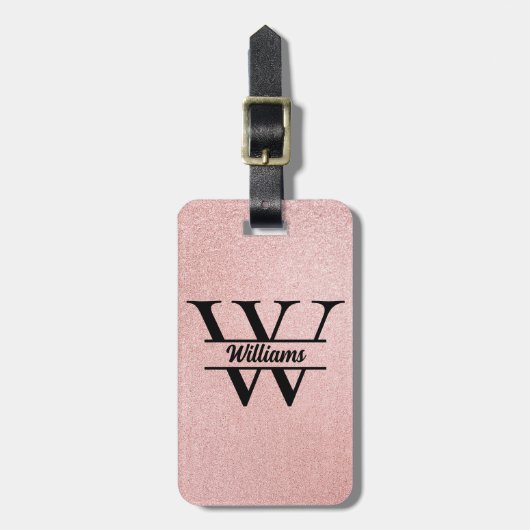 バラ金ゴールドグリッターモノグラム | 輝ガーリーモダンく ラゲッジタグ (正面縦)