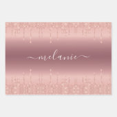 バラ金ゴールドグリッターユーザー名の折り返し紙シート ラッピングペーパーシート (正面)