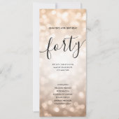 バラ金ゴールドグリッターライト40th誕生日プログラム 招待状 (正面)