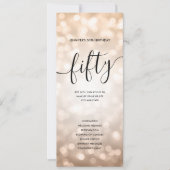 バラ金ゴールドグリッターライト50th誕生日プログラム 招待状 (正面)