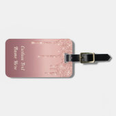 バラ金ゴールドグリッターラゲッジタグおよびカスタム文字名 ラゲッジタグ (正面横)