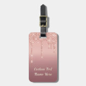バラ金ゴールドグリッターラゲッジタグおよびカスタム文字名 ラゲッジタグ (正面縦)