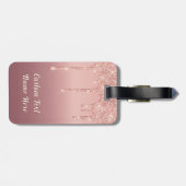 バラ金ゴールドグリッターラゲッジタグおよびカスタム文字名 ラゲッジタグ (裏面横)