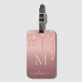 バラ金ゴールドグリッターラゲッジタグカスタムレター名 ラゲッジタグ (正面縦)