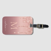 バラ金ゴールドグリッターラゲッジタグカスタムレター名 ラゲッジタグ (正面横)