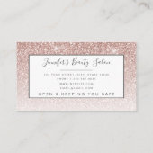 バラ金ゴールドグリッターラッシュサロンオープンコビッドセーフティ 名刺 (裏面)