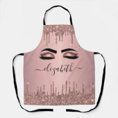 バラ金ゴールドグリッターラッシュブロー美しい モノグラムの エプロン (正面)