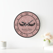 バラ金ゴールドグリッターラッシュ化粧アーティストサロン ラージ壁時計 (ホーム)