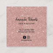 バラ金ゴールドグリッターラッシュ&リップメイクアップアーティスト スクエア名刺 (裏面)