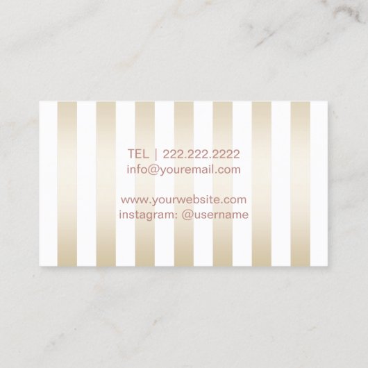 バラ金ゴールドグリッターリップストライプ金ゴールドメイクアップアーティスト 名刺 (裏面)