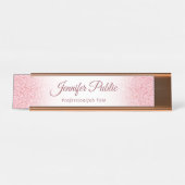 バラ金ゴールドグリッタールックエレガントモダンテンプレート デスクネームプレート (正面)