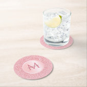 バラ金ゴールドグリッタールックスタイリッシュテンプレートガーリー ラウンドペーパーコースター (インサイチュ)