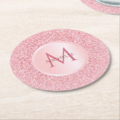 バラ金ゴールドグリッタールックスタイリッシュテンプレートガーリー ラウンドペーパーコースター (アングル)