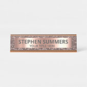 バラ金ゴールドグリッタールックスパークルグラムカスタム デスクネームプレート (正面)