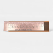 バラ金ゴールドグリッタールックドリップズ手書き デスクネームプレート (正面)