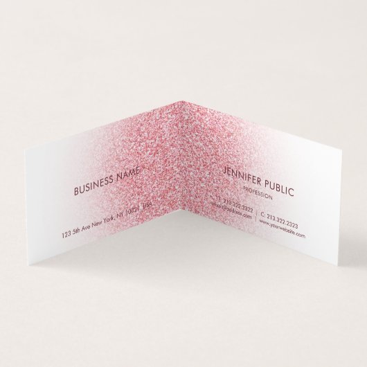 バラ金ゴールドグリッタールックモダンエレガントテンプレート 名刺 (内部)