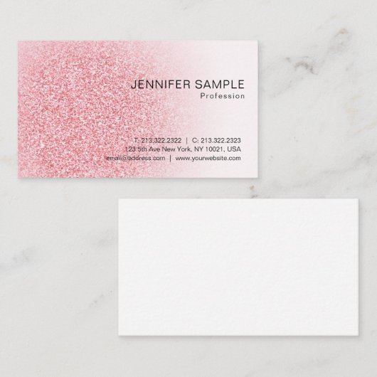 バラ金ゴールドグリッタールックモダンエレガントテンプレート 名刺 (正面/裏面)