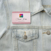 バラ金ゴールドグリッタールック書道スクリプトテンプレート 名札 (インサイチュ)