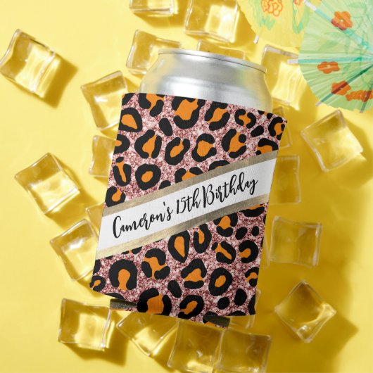 バラ金ゴールドグリッターレオパードガーリーチエ誕生日 缶クーラー (インサイチュ 夏)