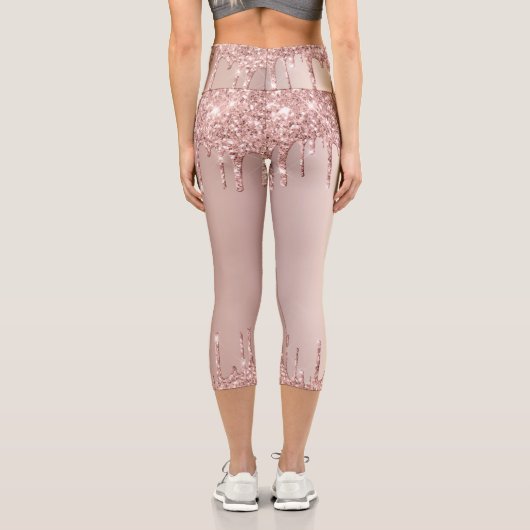 バラ金ゴールドグリッターレギンスとカスタム文字 カプリレギンス (裏面)