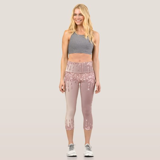 バラ金ゴールドグリッターレギンスとカスタム文字 カプリレギンス (正面)