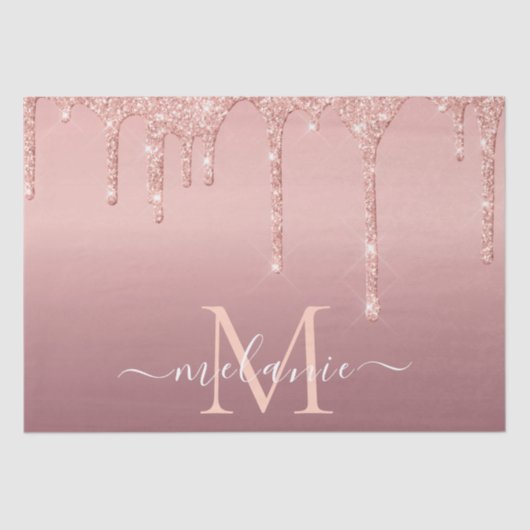 バラ金ゴールドグリッターレター名ティッシュペーパー 薄葉紙 (正面)