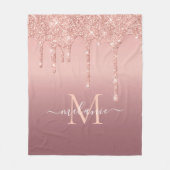 バラ金ゴールドグリッターレター名フリースブランケット フリースブランケット (正面)