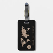 バラ金ゴールドグリッターワールドマップトラベルモノグラム名 ラゲッジタグ (裏面縦)