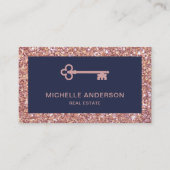 バラ金ゴールドグリッターヴィンテージアンティーク実在鍵財産 名刺 (正面)