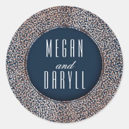 バラ金ゴールドグリッターヴィンテージネイビー結婚ズ ラウンドシール